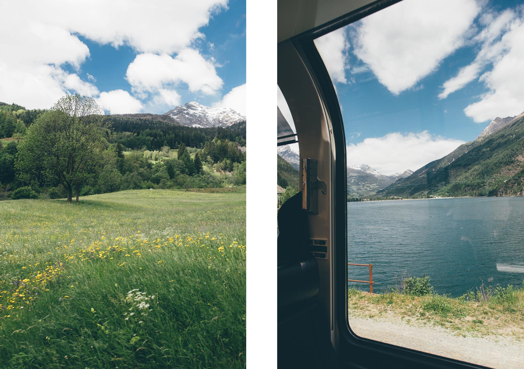 Vues depuis le train panoramique suisse: Le Bernina
