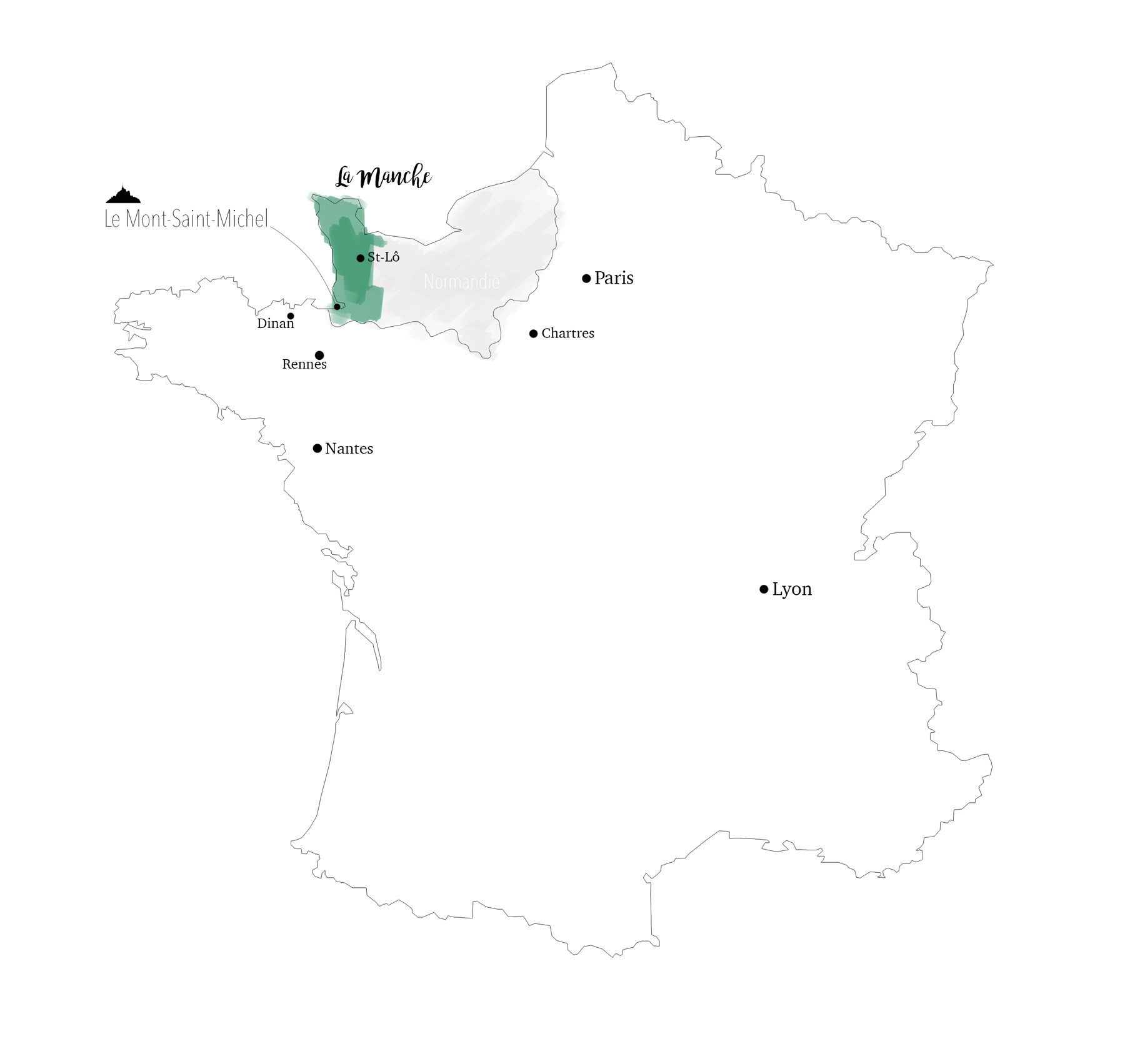 Carte Mont Saint Michel, Normandie