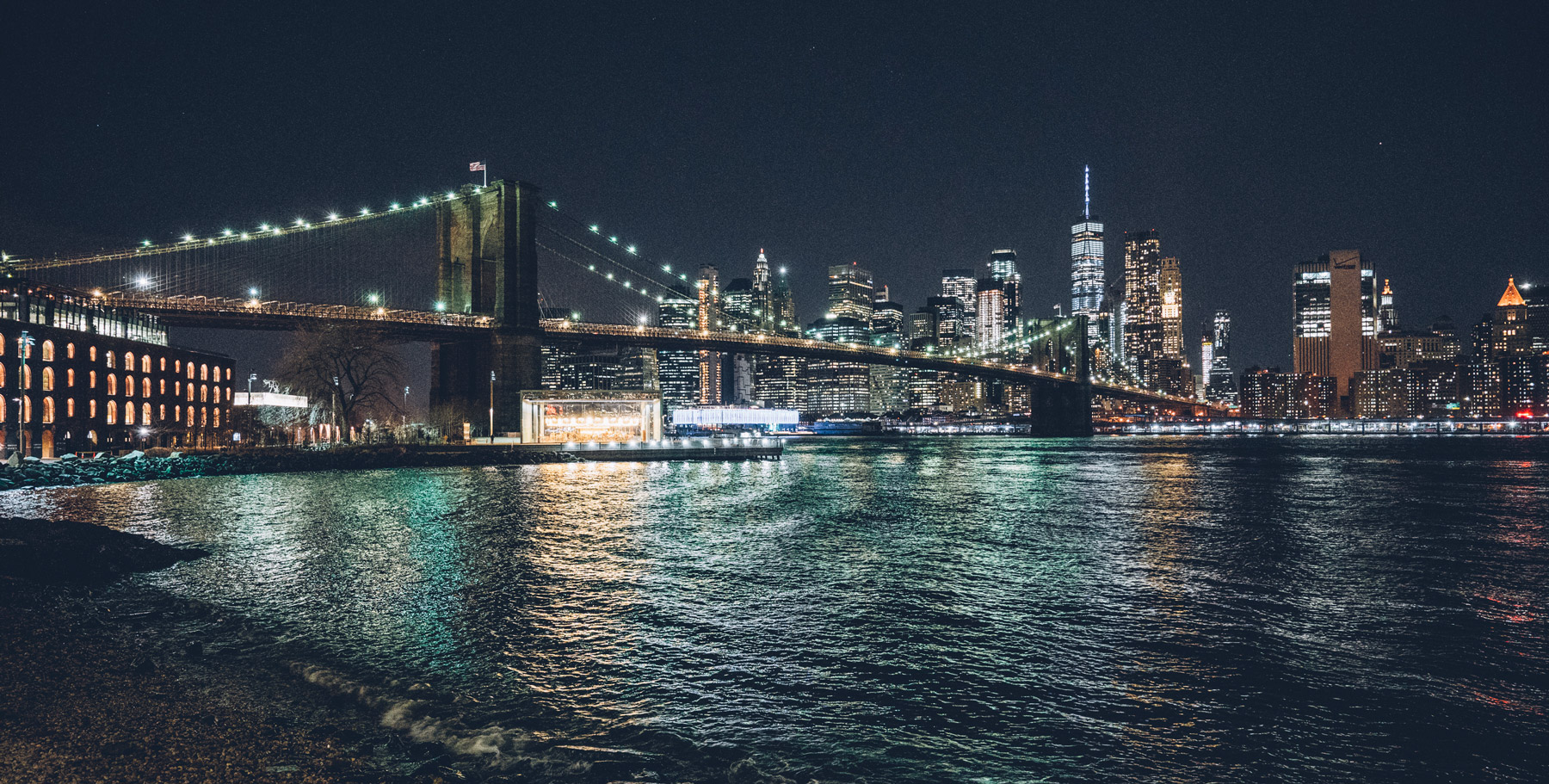 Brooklyn Bridge de nuit depuis Dumbo