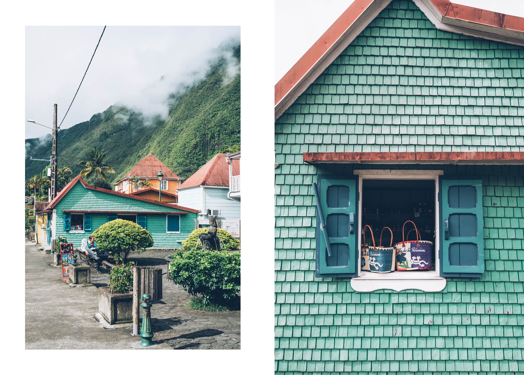 Façades colorées du village de Hell Bourg, La Réunion