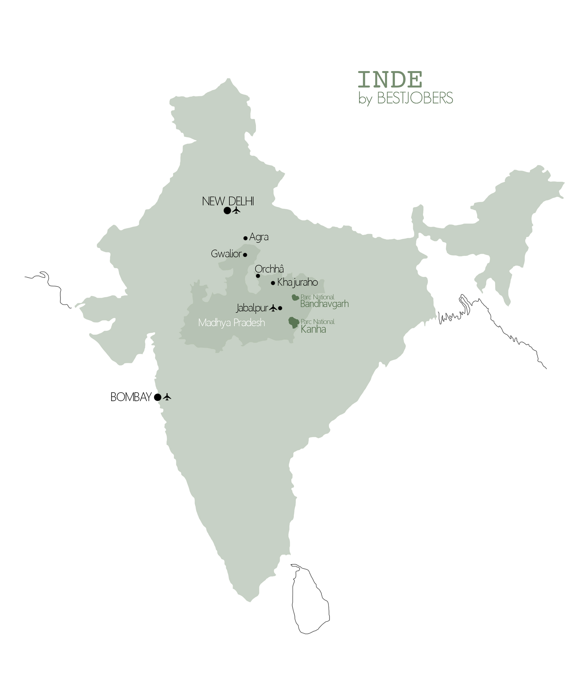 Carte Madhya Pradesh, Inde by Bestjobers