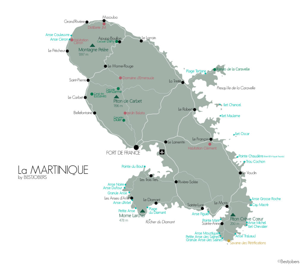 Carte Que faire en Martinique, Bestjobers Blog