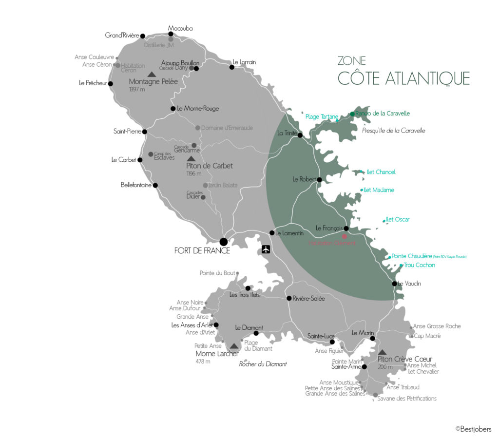 Carte Côte Atlantique, Martinique