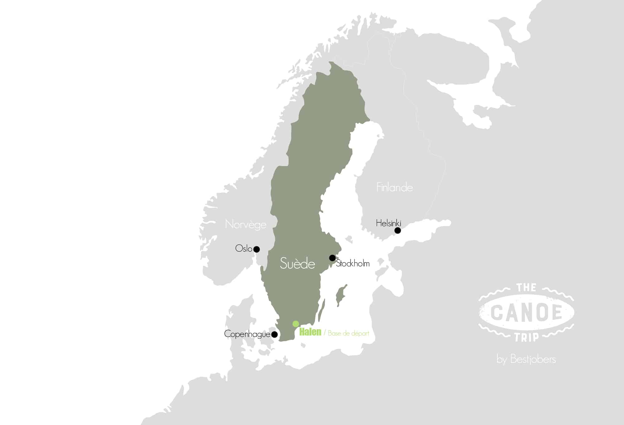 Carte Suède Canoe Trip Base de départ