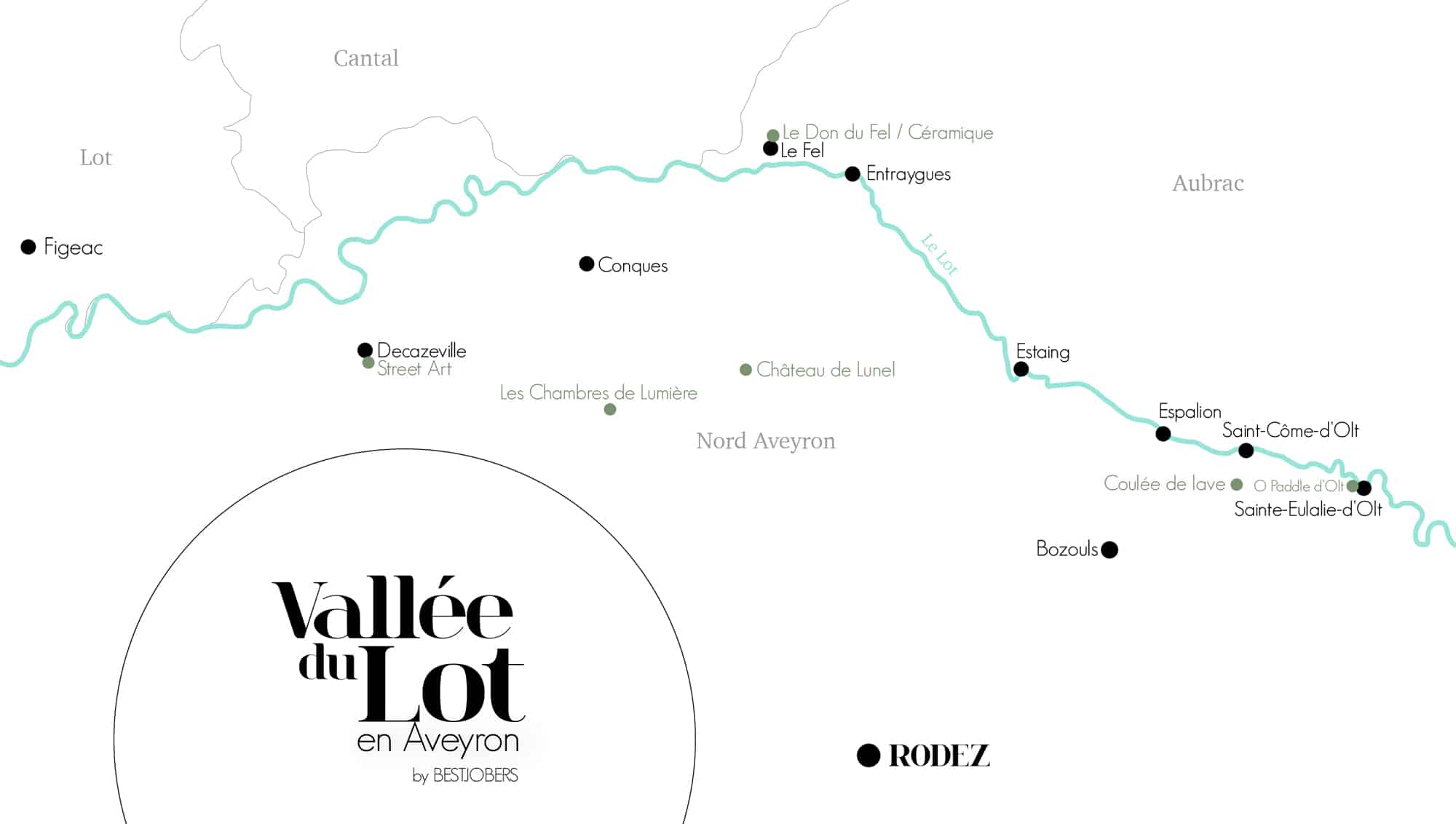 Carte Vallée du Lot en Aveyron